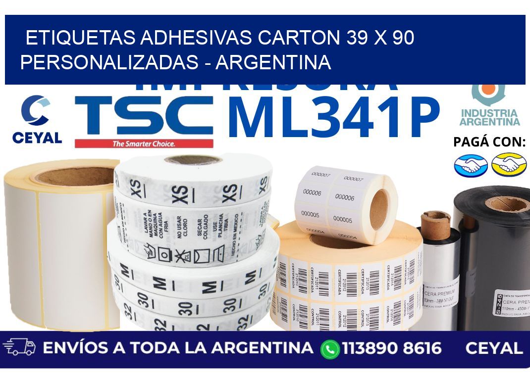 etiquetas adhesivas carton 39 x 90 personalizadas - Argentina
