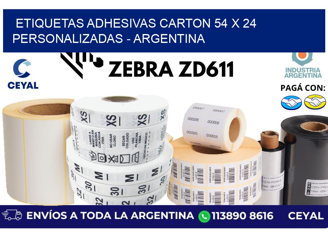 etiquetas adhesivas carton 54 x 24 personalizadas - Argentina