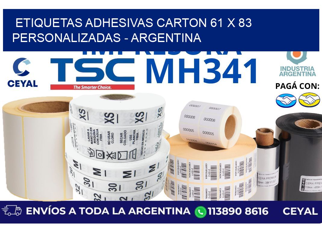 etiquetas adhesivas carton 61 x 83 personalizadas - Argentina