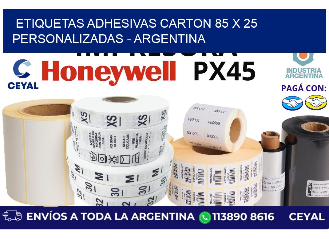 etiquetas adhesivas carton 85 x 25 personalizadas - Argentina