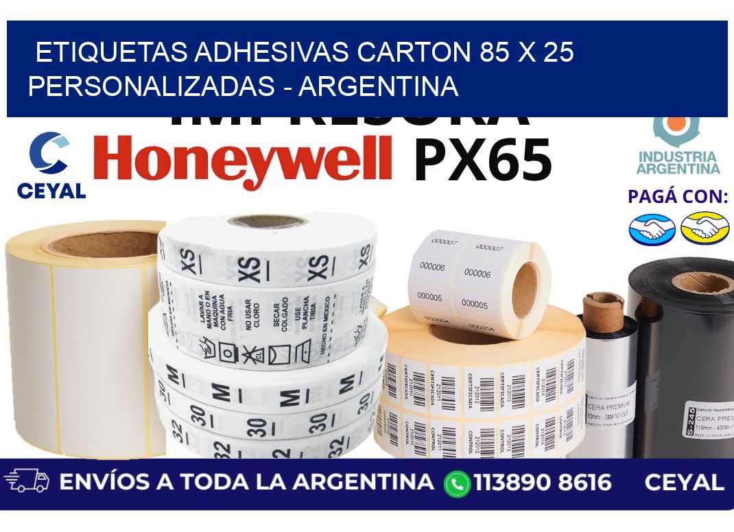 etiquetas adhesivas carton 85 x 25 personalizadas – Argentina