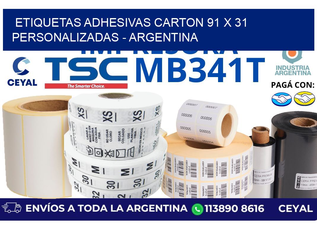 etiquetas adhesivas carton 91 x 31 personalizadas - Argentina