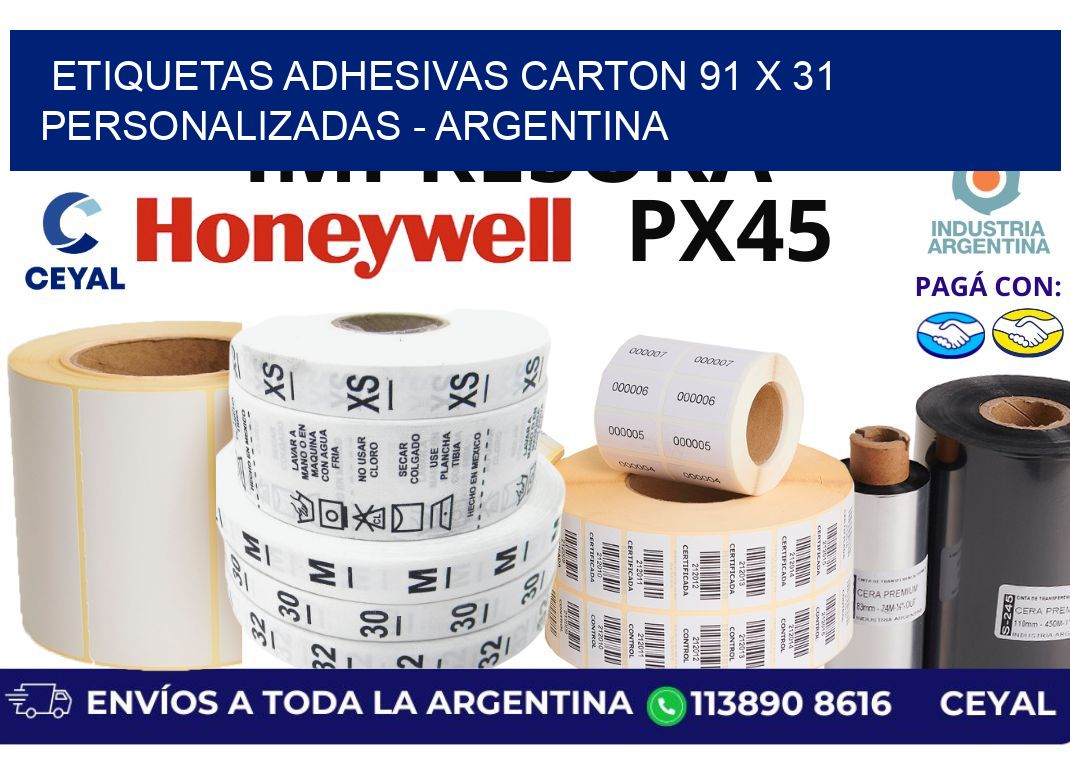 etiquetas adhesivas carton 91 x 31 personalizadas - Argentina