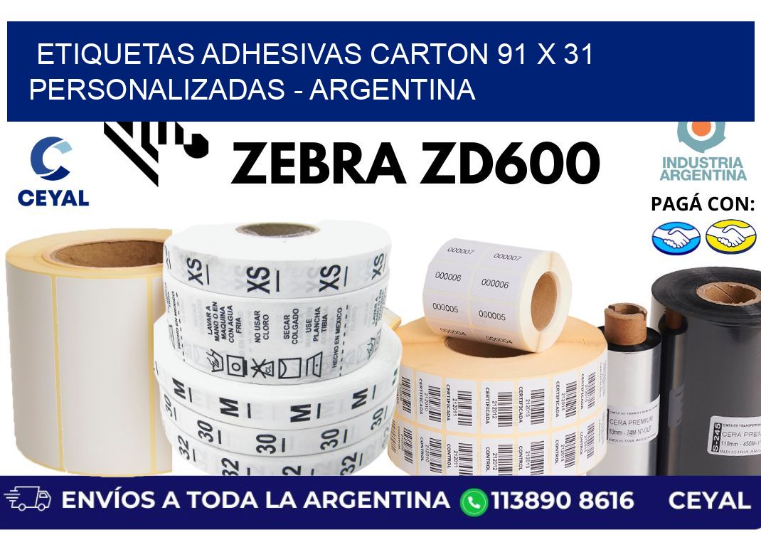 etiquetas adhesivas carton 91 x 31 personalizadas – Argentina