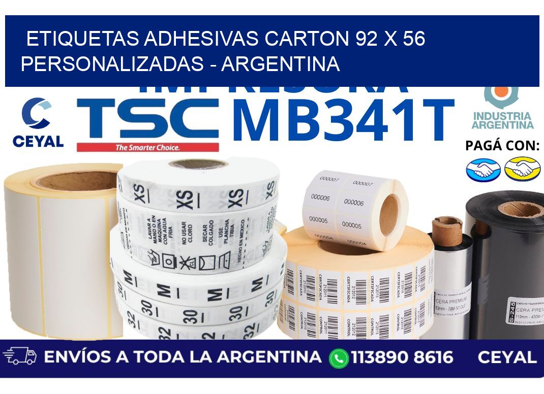 etiquetas adhesivas carton 92 x 56 personalizadas - Argentina
