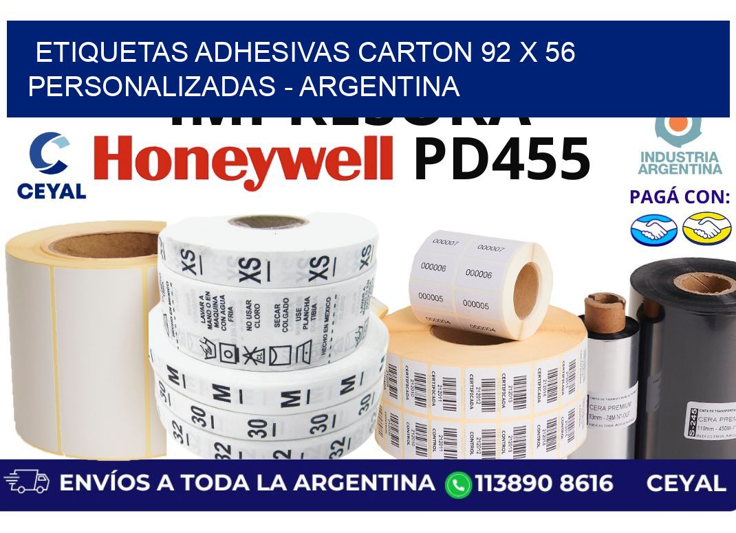 etiquetas adhesivas carton 92 x 56 personalizadas - Argentina