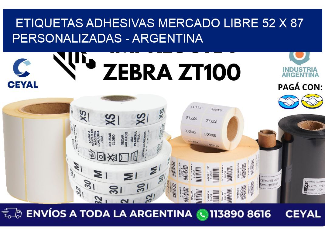 etiquetas adhesivas mercado libre 52 x 87 personalizadas – Argentina