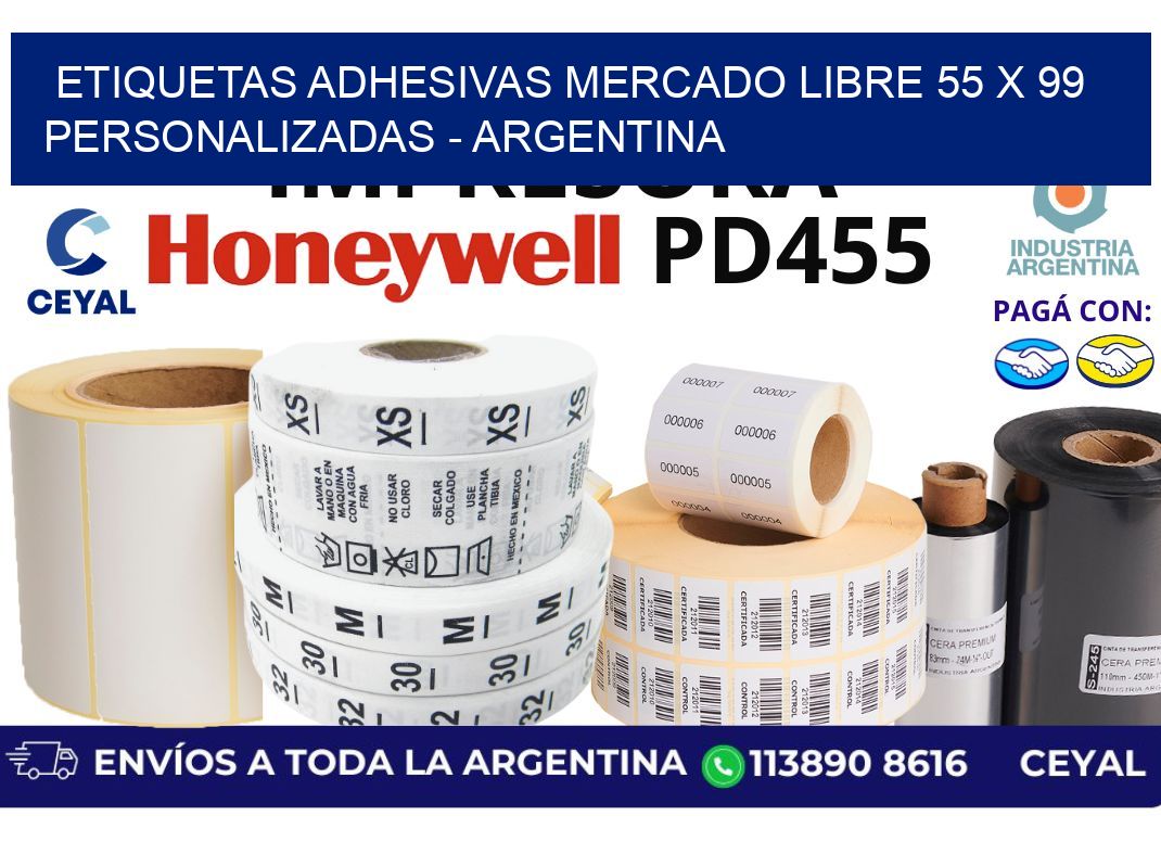 etiquetas adhesivas mercado libre 55 x 99 personalizadas – Argentina
