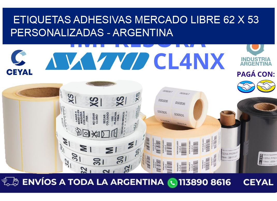 etiquetas adhesivas mercado libre 62 x 53 personalizadas – Argentina