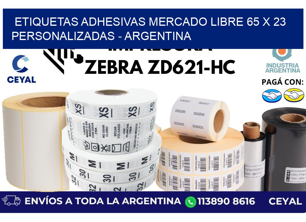 etiquetas adhesivas mercado libre 65 x 23 personalizadas - Argentina