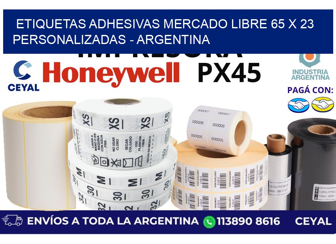 etiquetas adhesivas mercado libre 65 x 23 personalizadas - Argentina