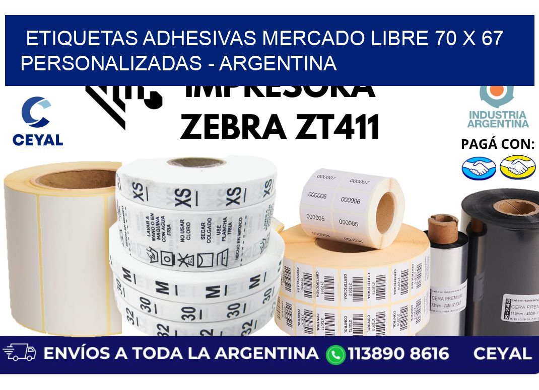 etiquetas adhesivas mercado libre 70 x 67 personalizadas - Argentina