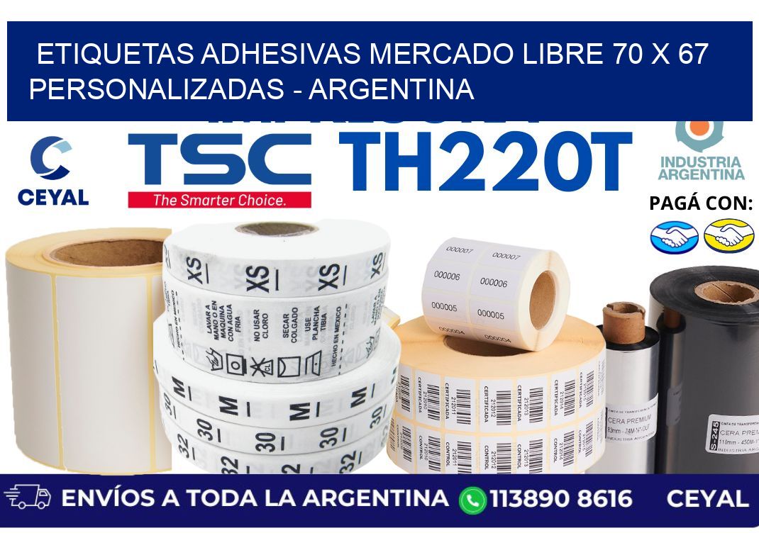 etiquetas adhesivas mercado libre 70 x 67 personalizadas – Argentina