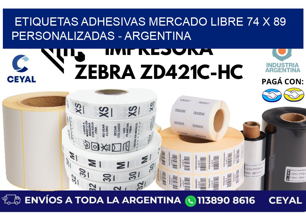 etiquetas adhesivas mercado libre 74 x 89 personalizadas - Argentina