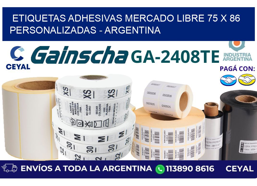 etiquetas adhesivas mercado libre 75 x 86 personalizadas - Argentina