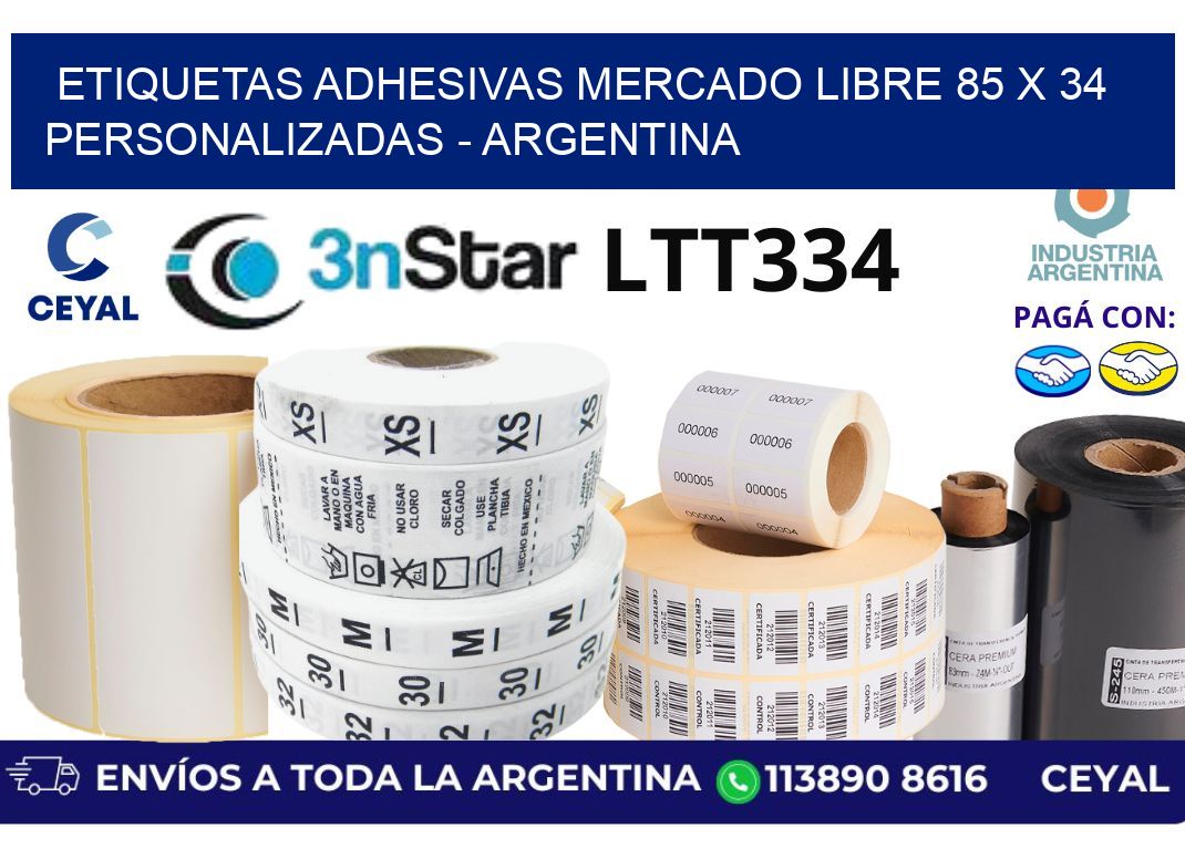 etiquetas adhesivas mercado libre 85 x 34 personalizadas - Argentina