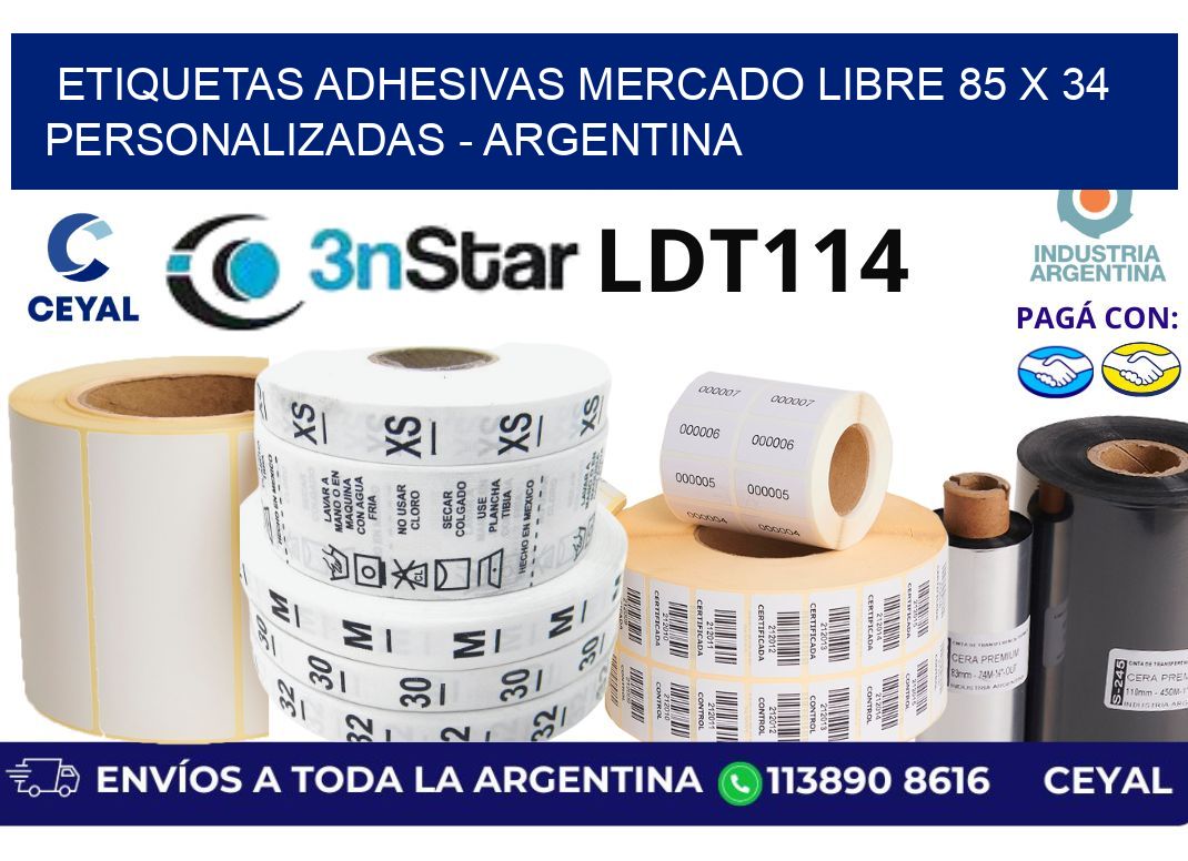 etiquetas adhesivas mercado libre 85 x 34 personalizadas – Argentina