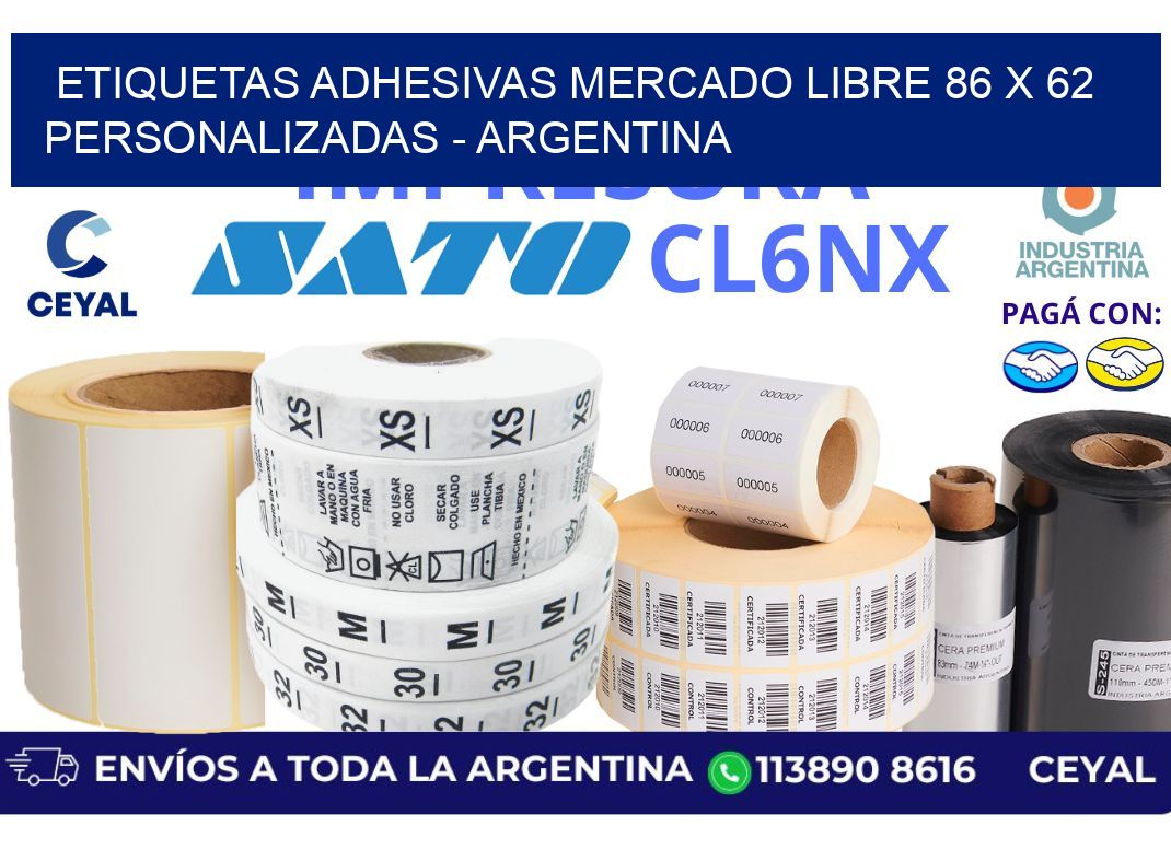 etiquetas adhesivas mercado libre 86 x 62 personalizadas - Argentina