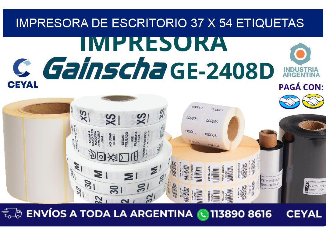 impresora de escritorio 37 x 54 etiquetas