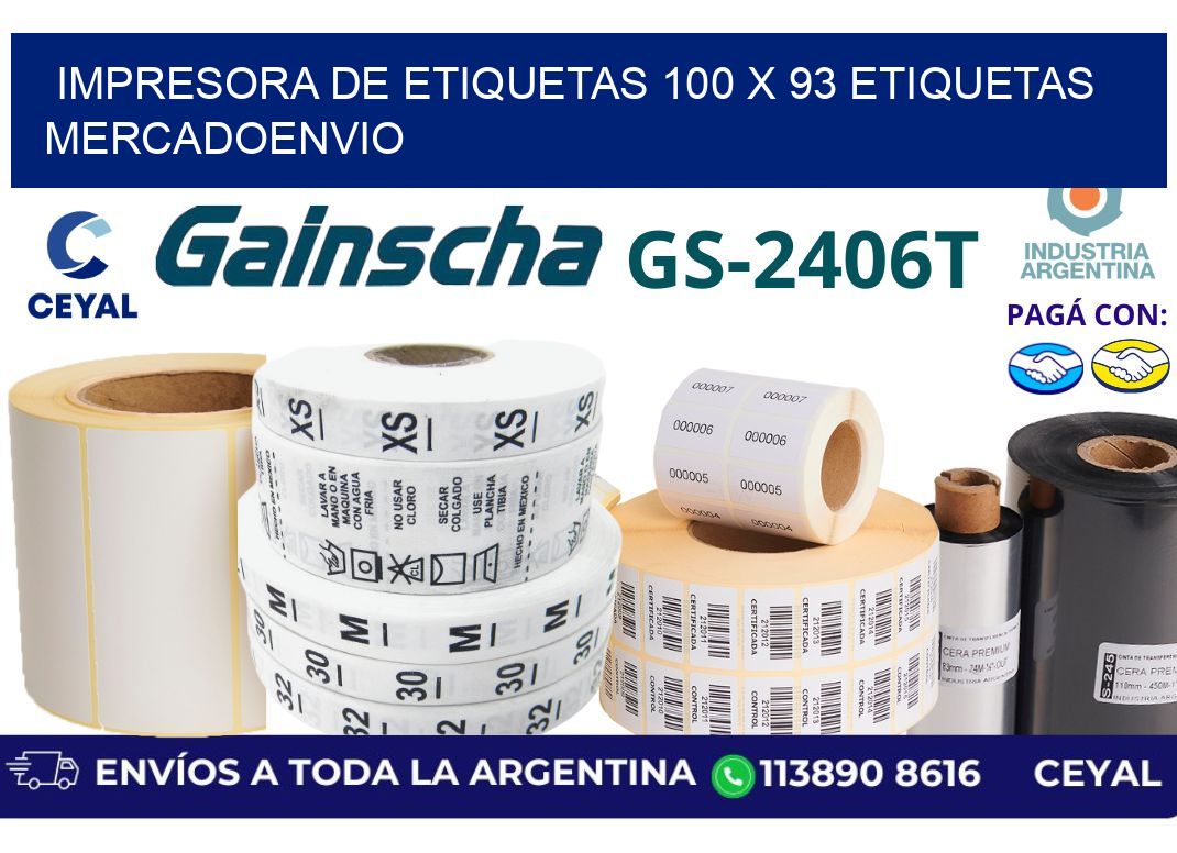 impresora de etiquetas 100 x 93 etiquetas mercadoenvio