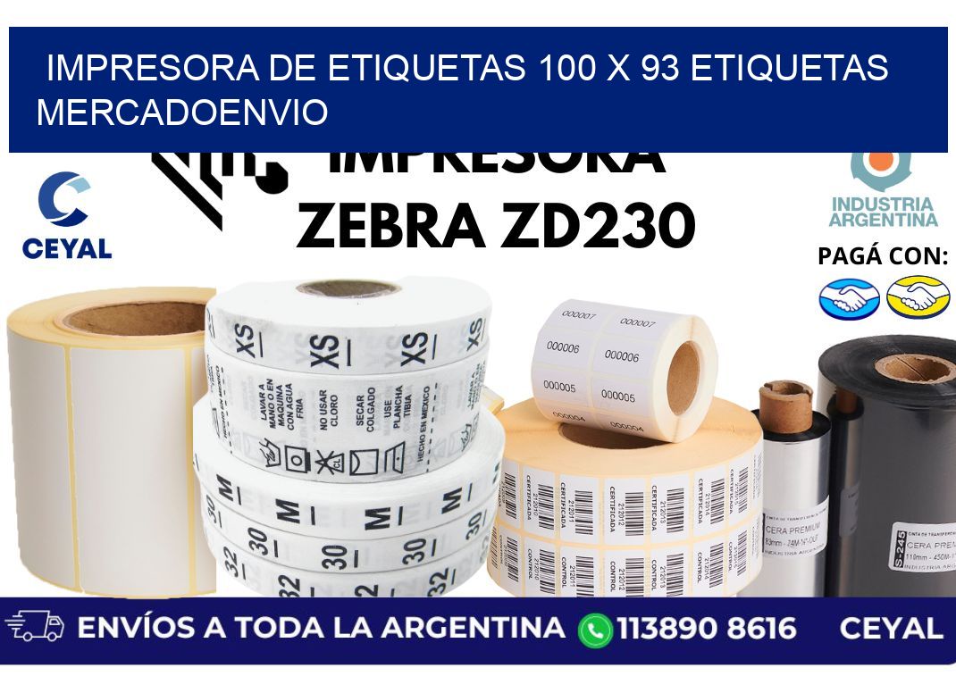 impresora de etiquetas 100 x 93 etiquetas mercadoenvio