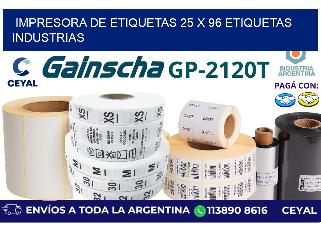 impresora de etiquetas 25 x 96 etiquetas industrias