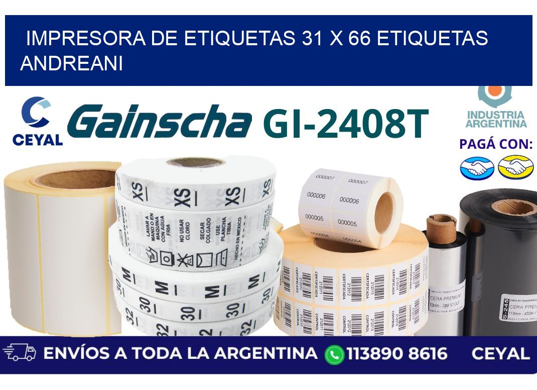 impresora de etiquetas 31 x 66 etiquetas andreani