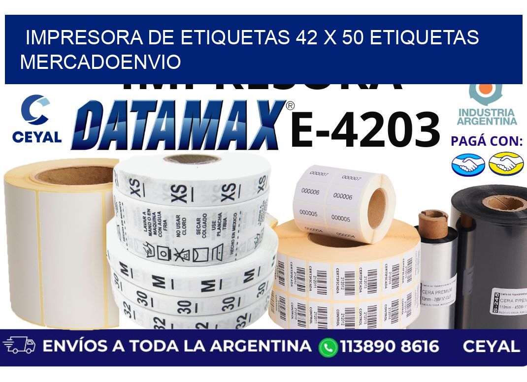 impresora de etiquetas 42 x 50 etiquetas mercadoenvio