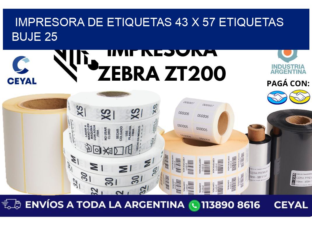 impresora de etiquetas 43 x 57 etiquetas  buje 25