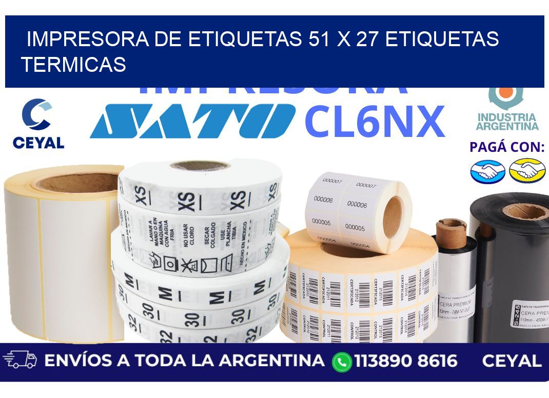 impresora de etiquetas 51 x 27 etiquetas termicas