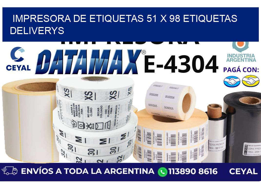 impresora de etiquetas 51 x 98 etiquetas deliverys