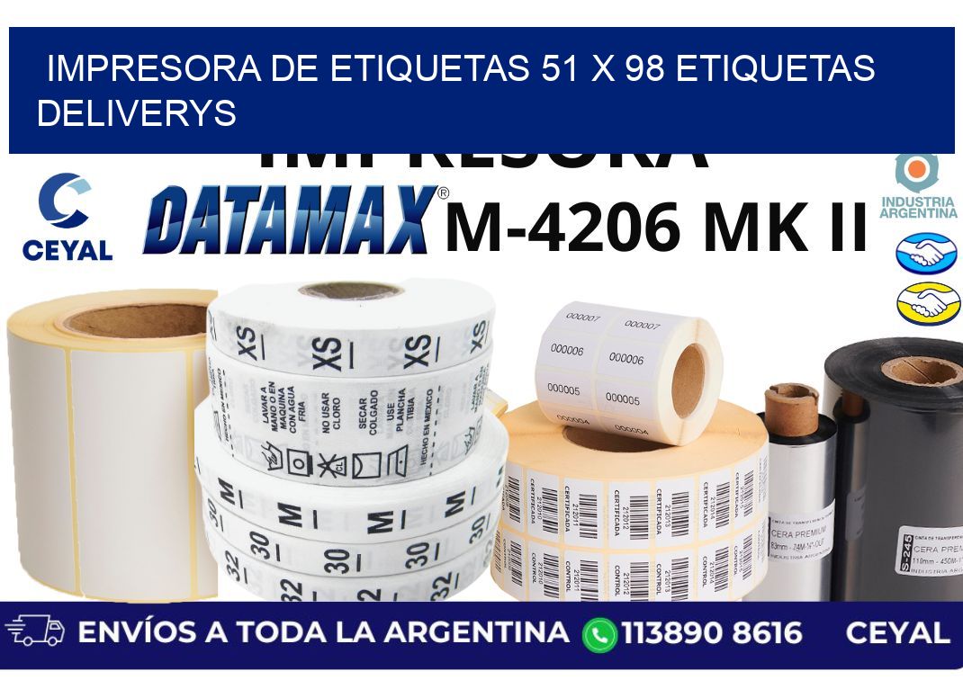 impresora de etiquetas 51 x 98 etiquetas deliverys