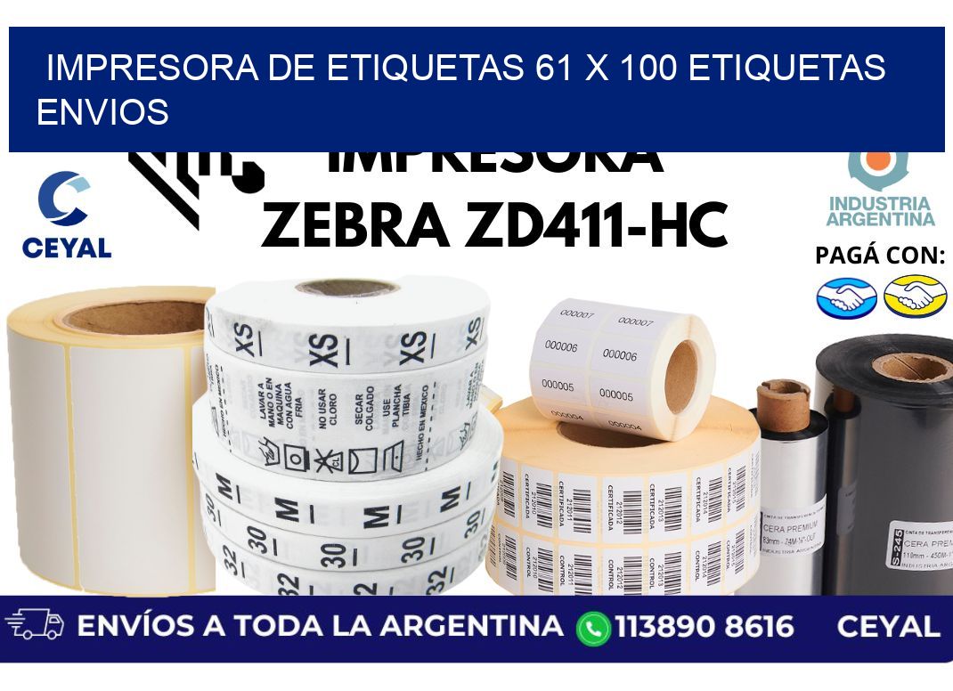impresora de etiquetas 61 x 100 etiquetas envios