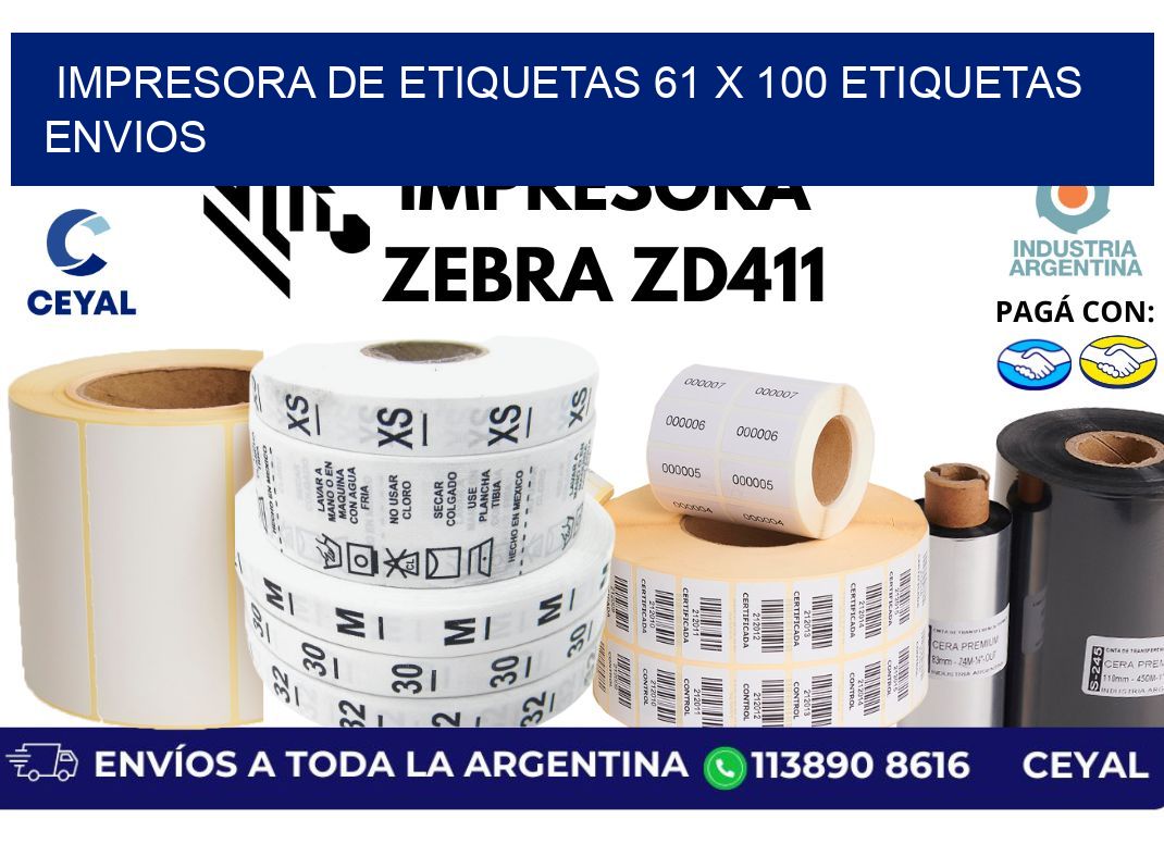 impresora de etiquetas 61 x 100 etiquetas envios