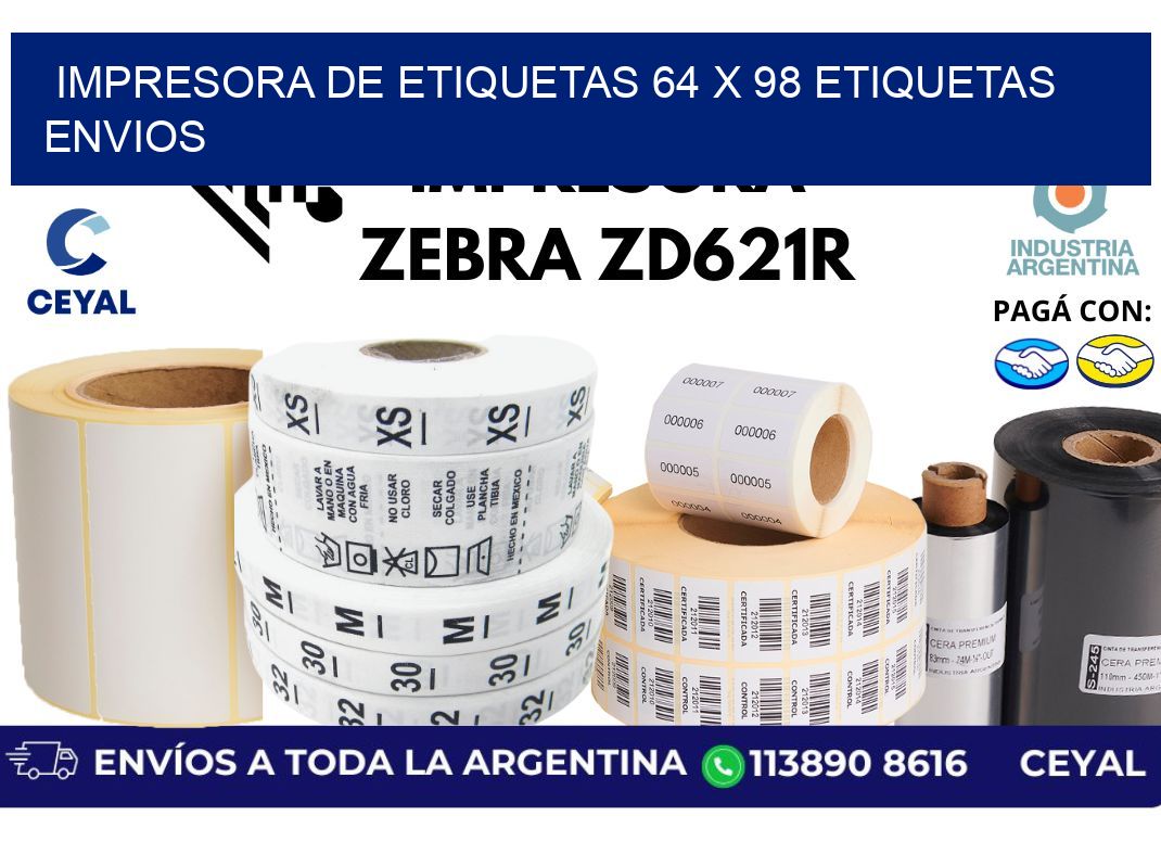 impresora de etiquetas 64 x 98 etiquetas envios