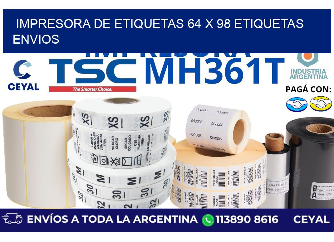 impresora de etiquetas 64 x 98 etiquetas envios
