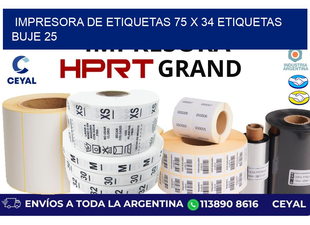 impresora de etiquetas 75 x 34 etiquetas  buje 25