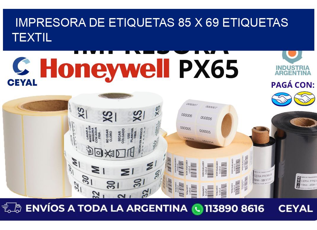 impresora de etiquetas 85 x 69 etiquetas textil