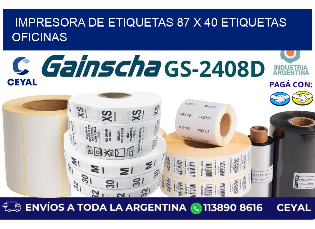 impresora de etiquetas 87 x 40 etiquetas oficinas