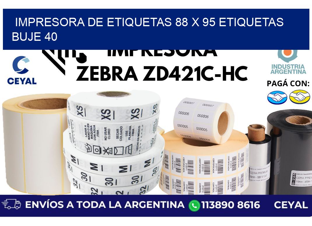 impresora de etiquetas 88 x 95 etiquetas buje 40