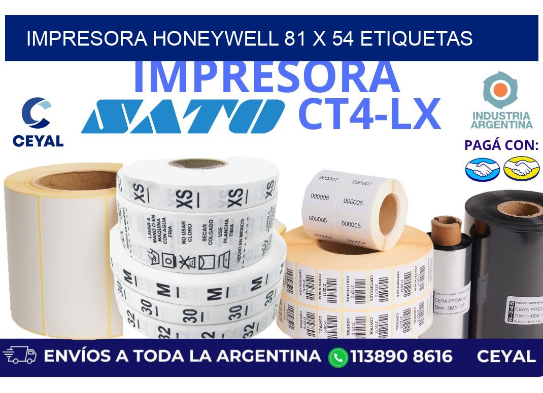 impresora honeywell 81 x 54 etiquetas