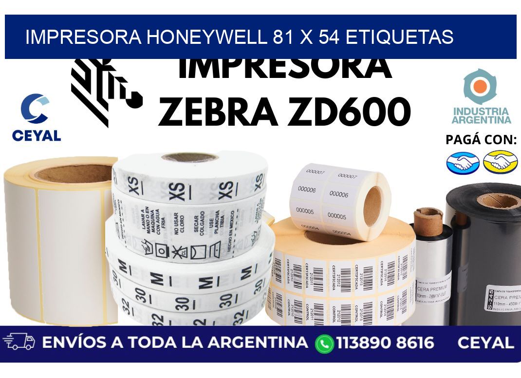 impresora honeywell 81 x 54 etiquetas