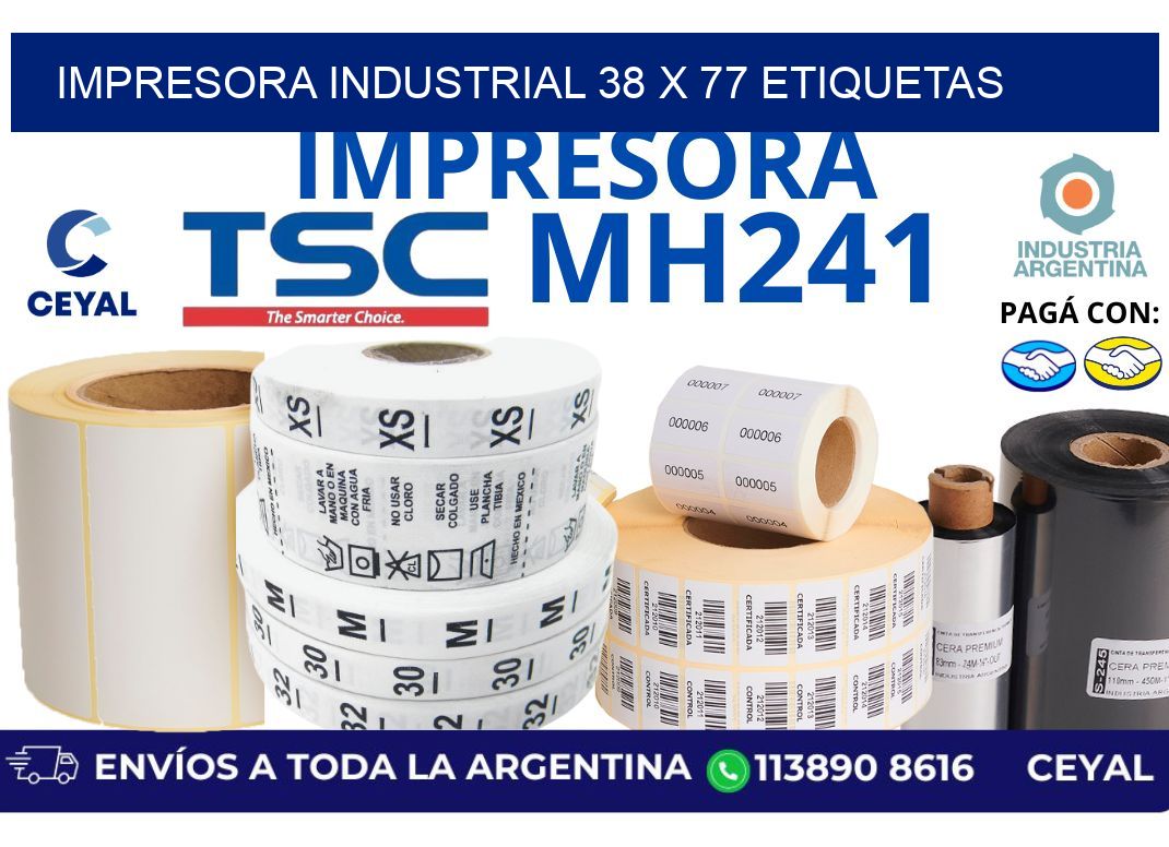 impresora industrial 38 x 77 etiquetas