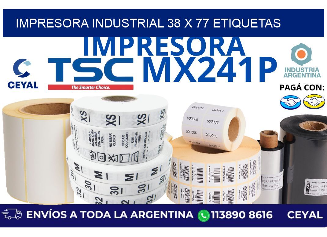 impresora industrial 38 x 77 etiquetas
