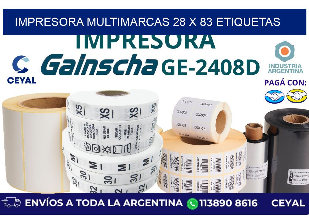 impresora multimarcas 28 x 83 etiquetas