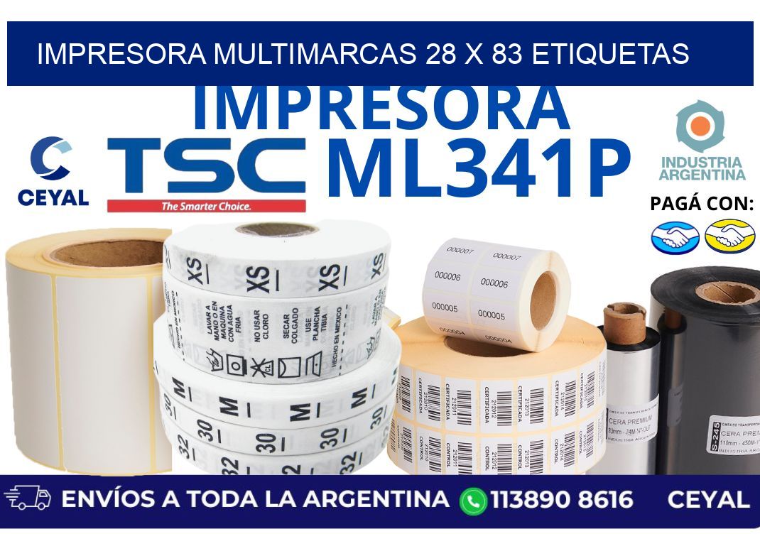 impresora multimarcas 28 x 83 etiquetas