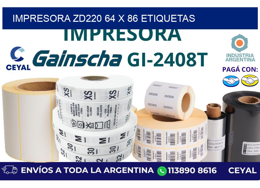 impresora zd220 64 x 86 etiquetas