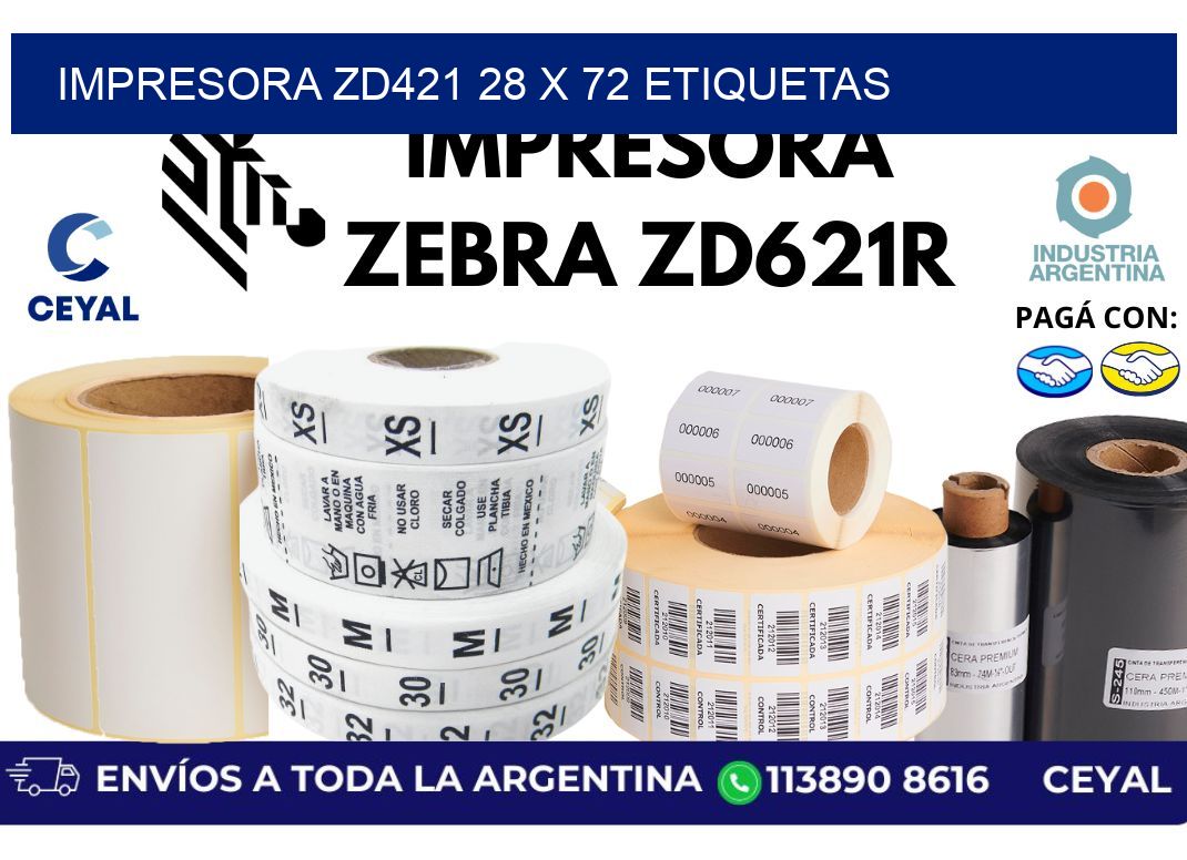 impresora zd421 28 x 72 etiquetas