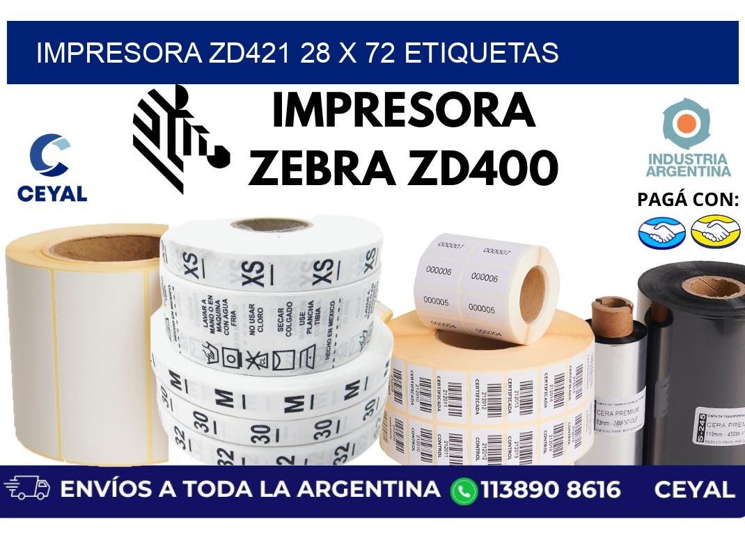 impresora zd421 28 x 72 etiquetas