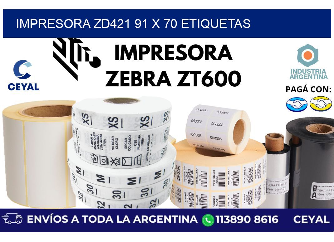 impresora zd421 91 x 70 etiquetas